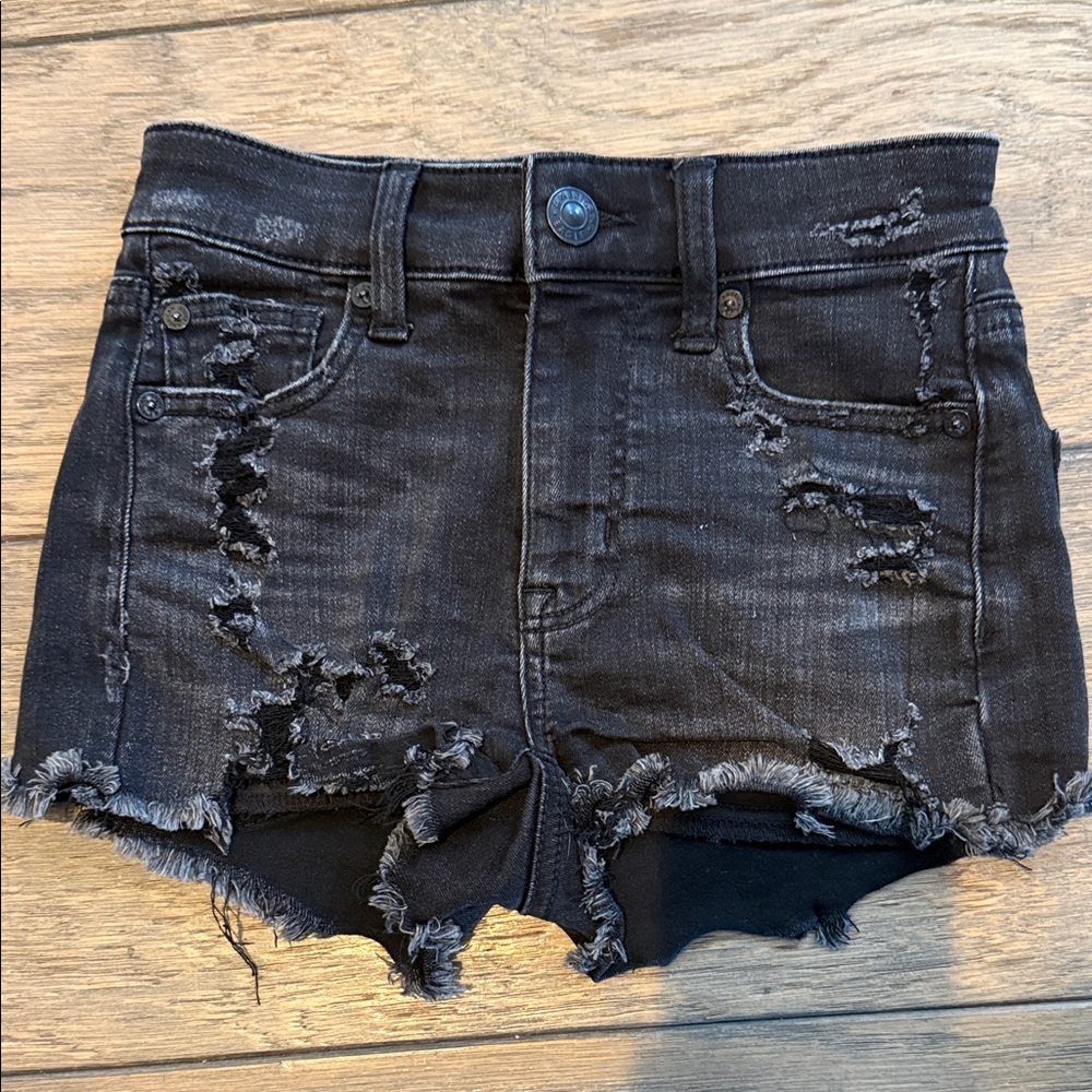 American Eagle Outfitters Black Distressed Jean Shorts